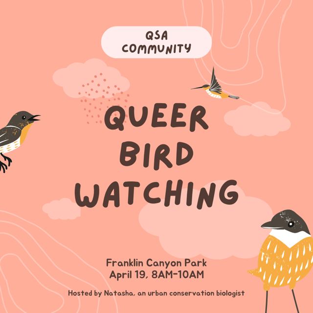 QSA queer birdwatching walk flyer, April 19, 2026